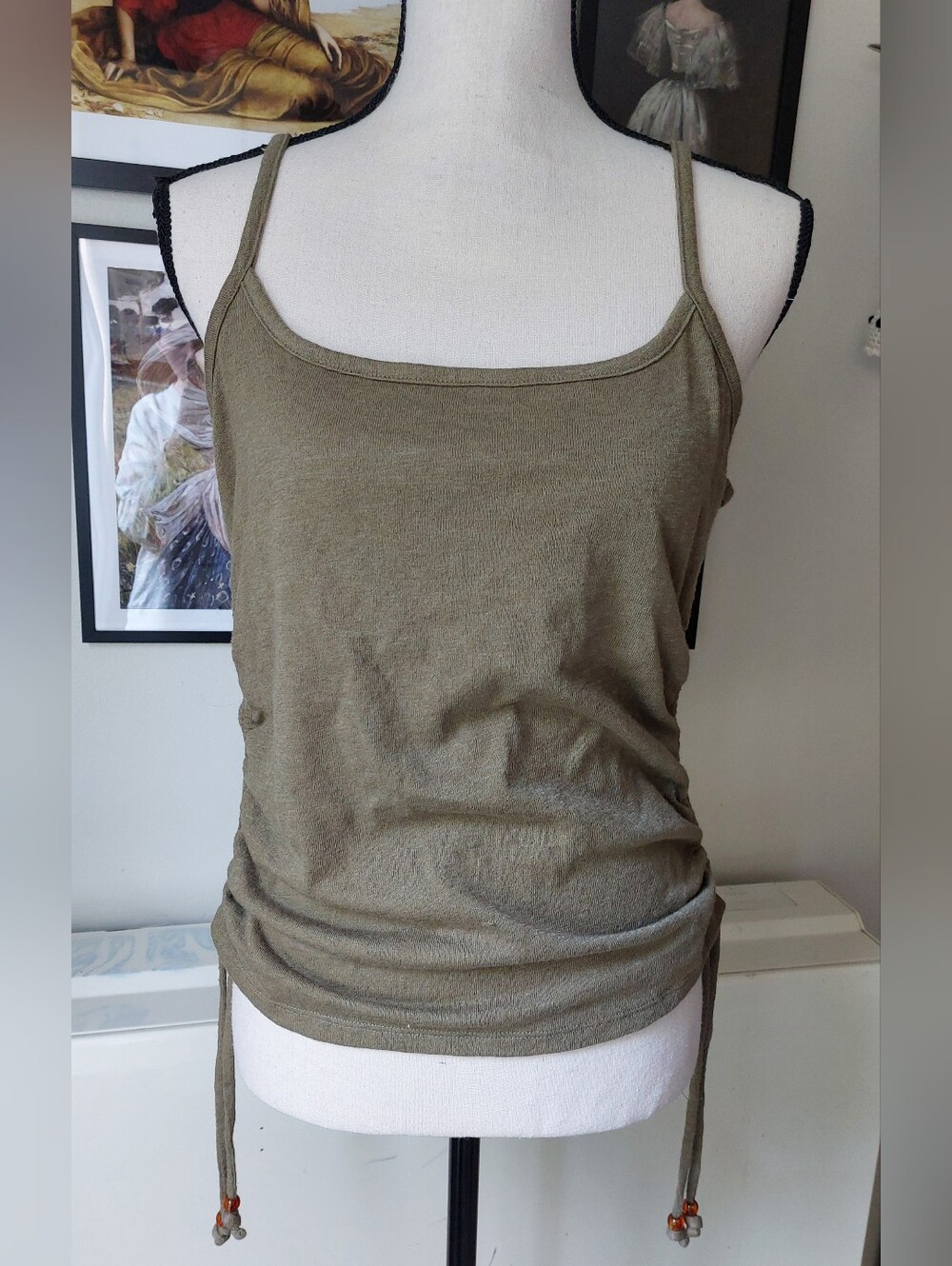 Green Rouched Sided Tank Top